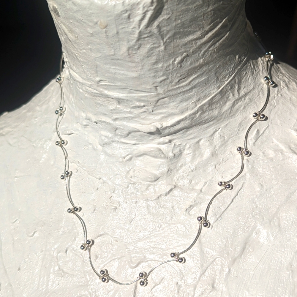 Sterling Silver Wavy Necklace